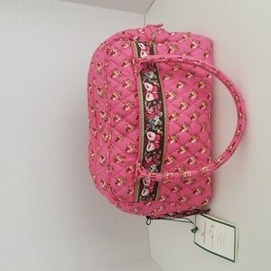 Vera Bradley Vintage 2003 Pink Pansy Toastie Bowler Purse Handbag Bag Floral